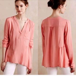 Mauve peach handkerchief trim blouse